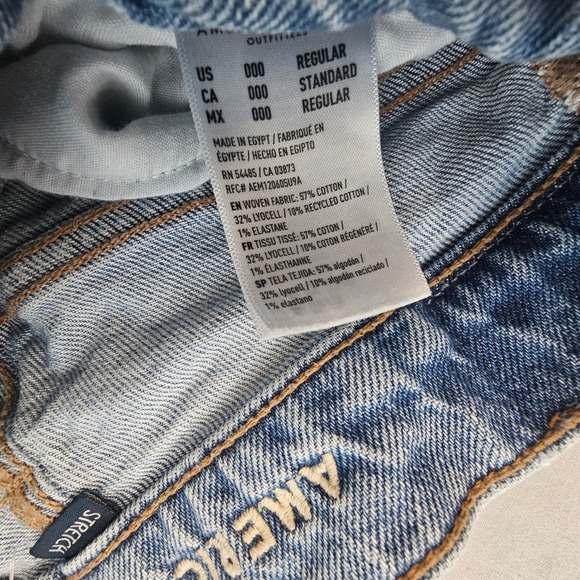 American Eagle 000 (24") Super High Rise Distressed Jeans Lighter Wash L700 - Picture 3 of 7